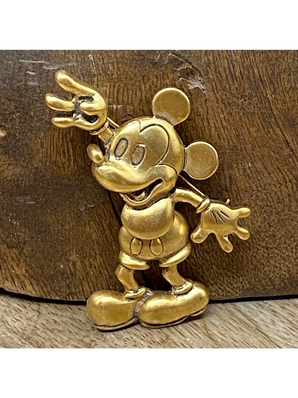 Mickey Mouse Walt Disney Pin Broach Brooch Swinging Hips Hinge Gold Tone Jewelry